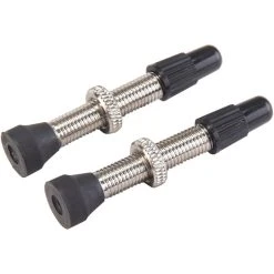 VAR Presta Valve Tubeless 35mm Laiton 2 Pièces, Argent/noir